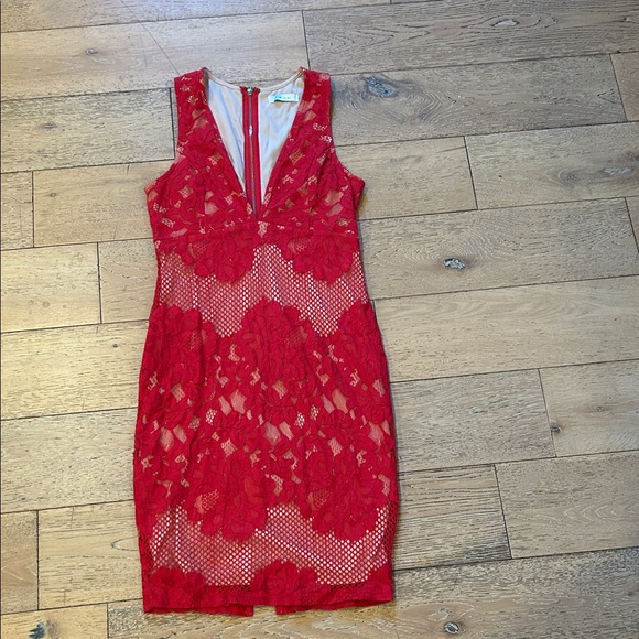 Ark & Co Red Lace Midi Dress - Picture 1 of 6